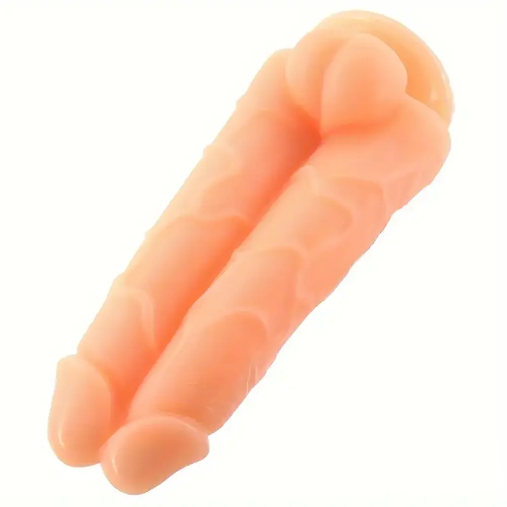 9.6in Realistic Penis Double Penetration Dildo With Ribbed Man Testis