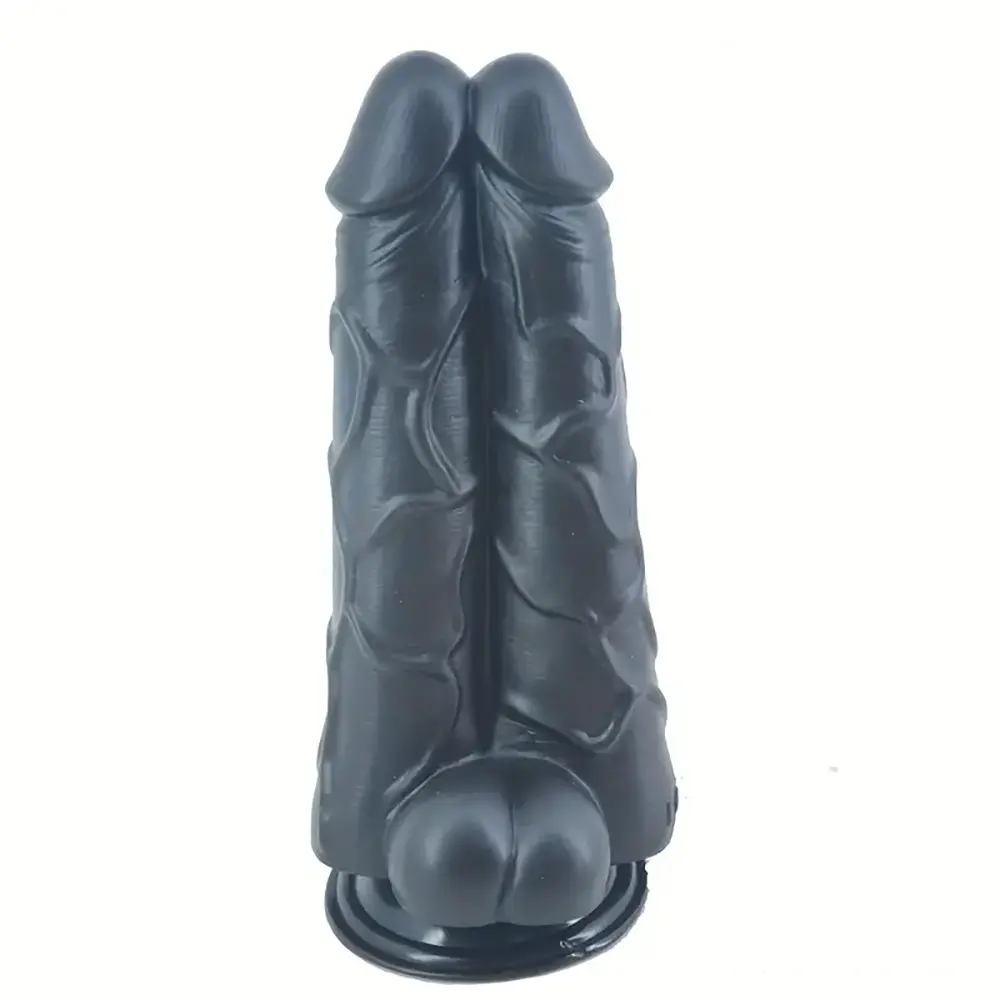 9.6in Realistic Penis Double Penetration Dildo With Ribbed Man Testis