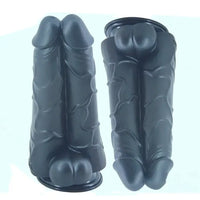 9.6in Realistic Penis Double Penetration Dildo With Ribbed Man Testis