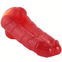 9.6in Realistic Penis Double Penetration Dildo With Ribbed Man Testis
