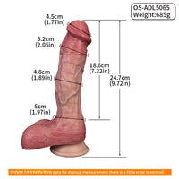 9.72in Double-layer Liquid Silicone Skin-like Soft Big Real Dildo For Women