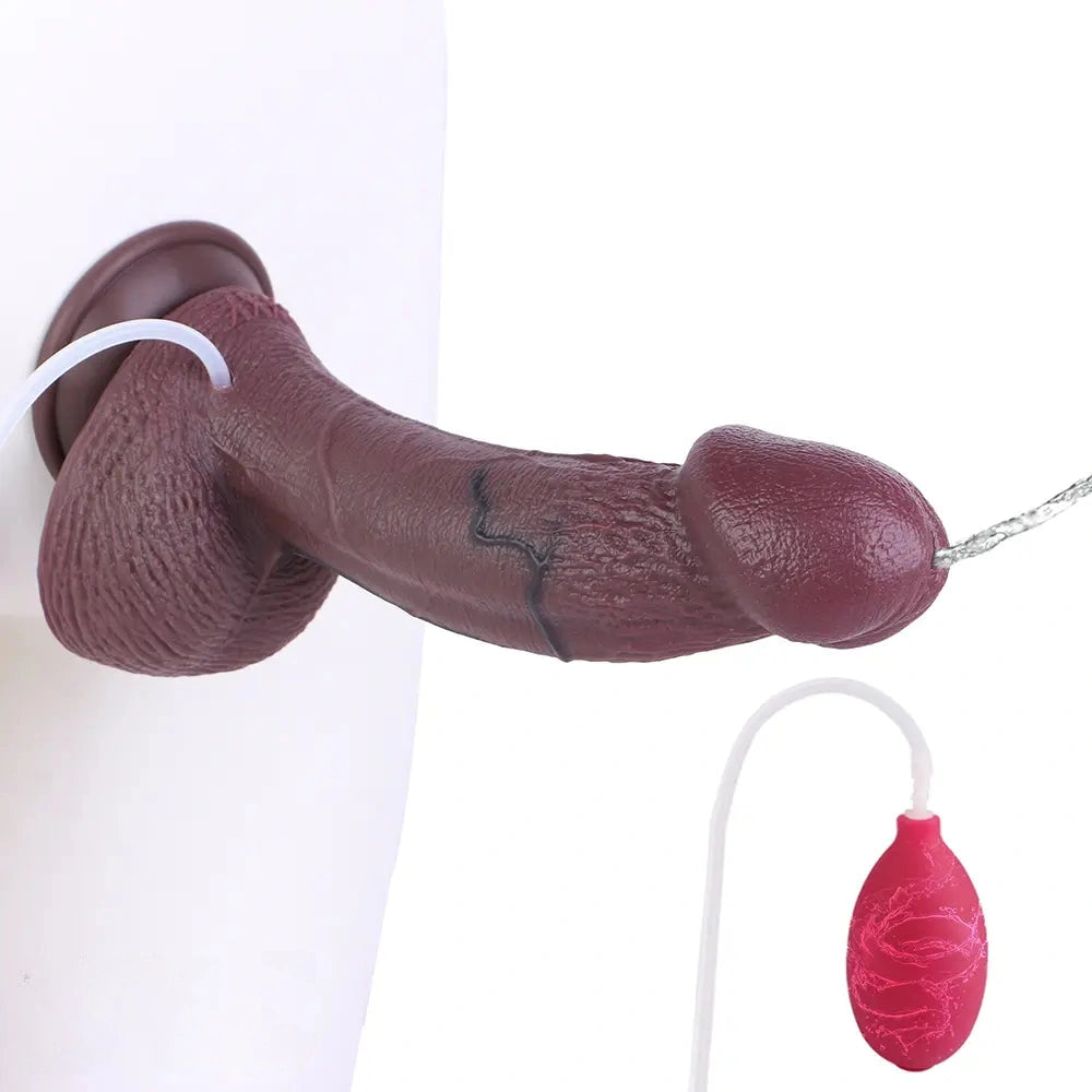 9.72in Manual Male and Female Dual Density Silicone Ejaculating Dildo