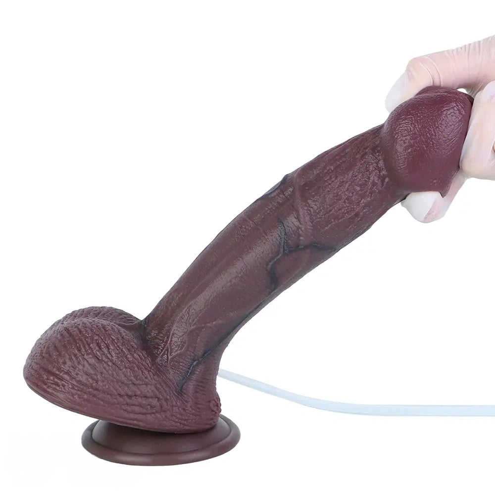 9.72in Manual Male and Female Dual Density Silicone Ejaculating Dildo