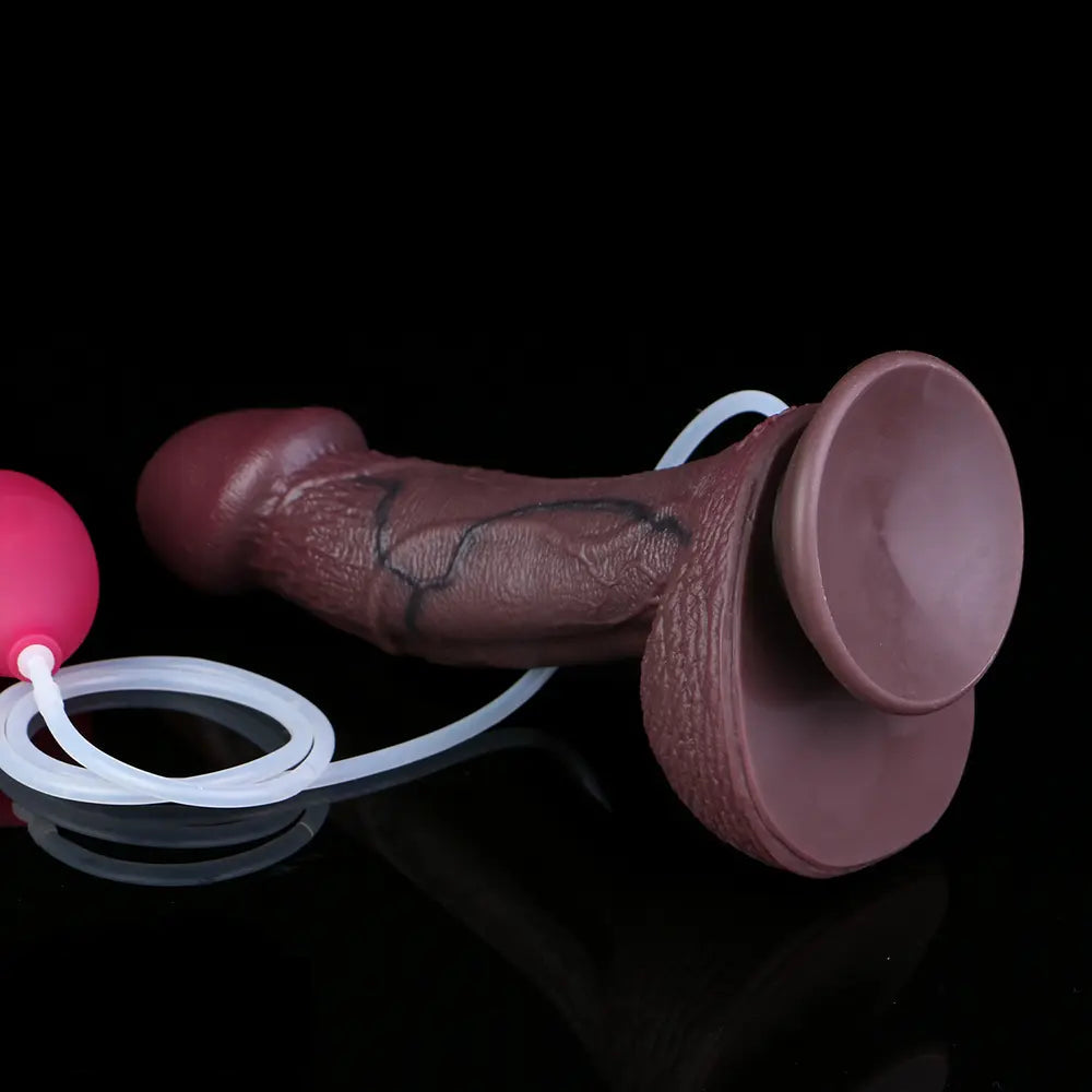9.72in Manual Male and Female Dual Density Silicone Ejaculating Dildo