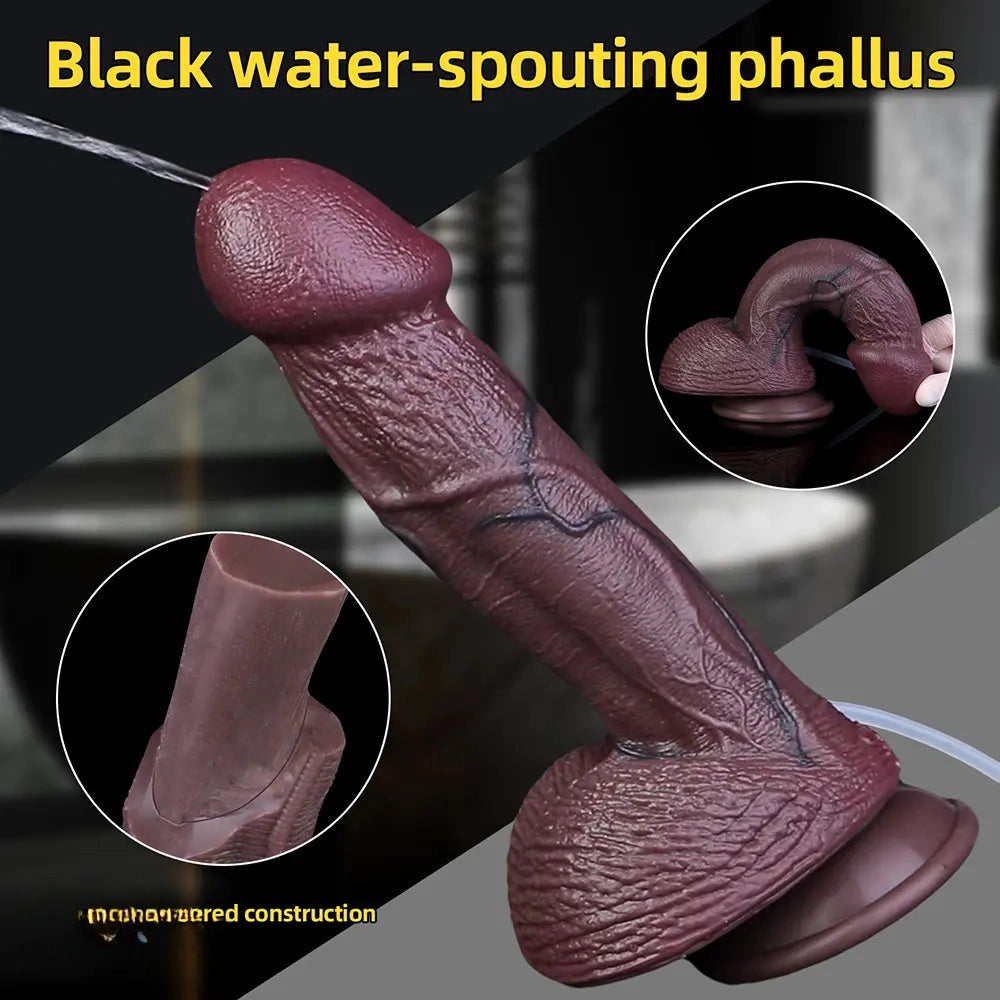 9.72in Manual Male and Female Dual Density Silicone Ejaculating Dildo