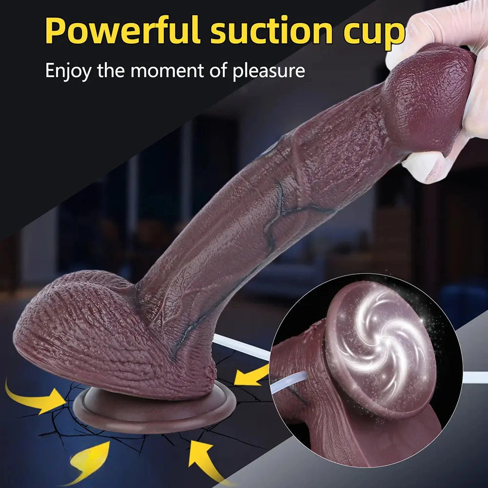 9.72in Manual Male and Female Dual Density Silicone Ejaculating Dildo