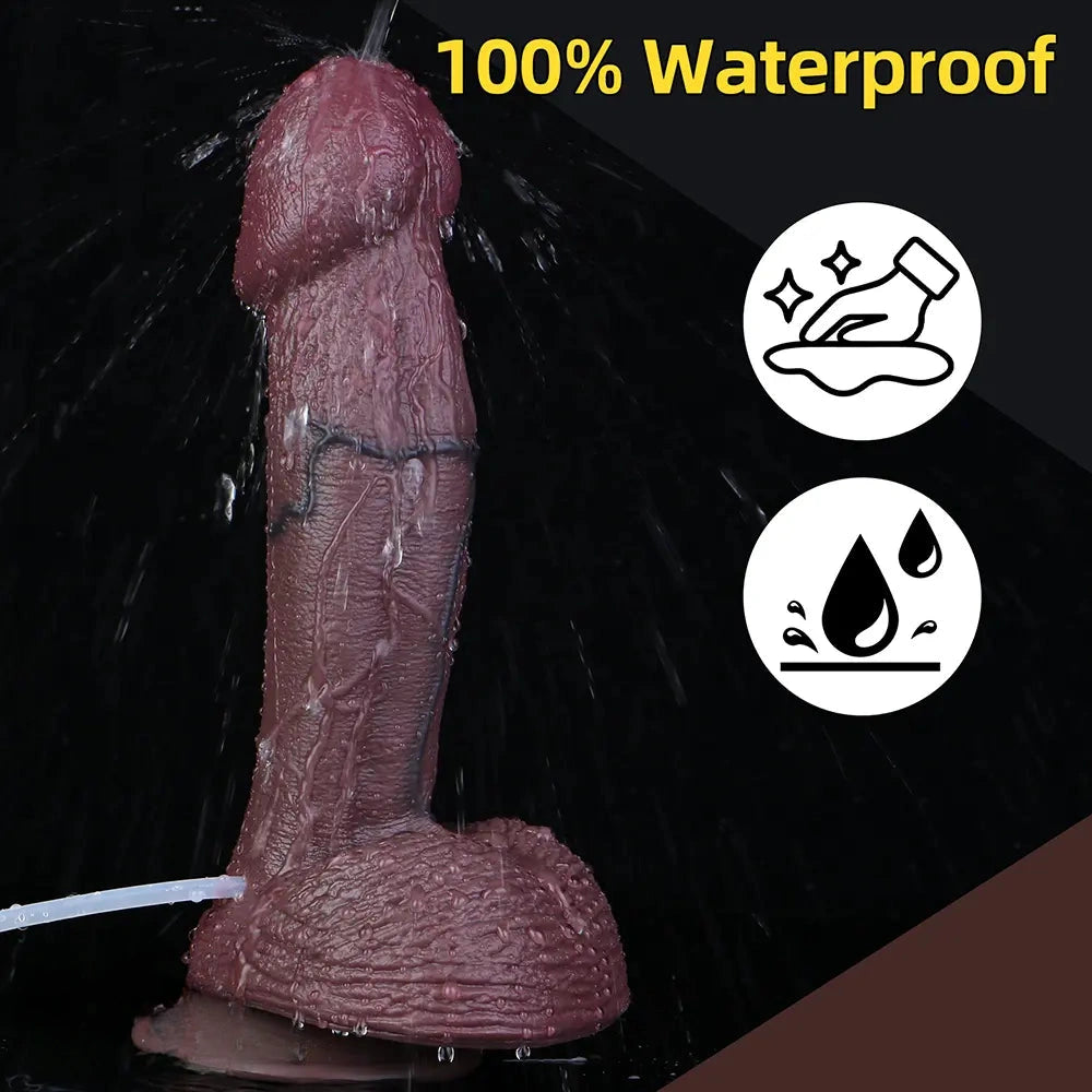 9.72in Manual Male and Female Dual Density Silicone Ejaculating Dildo