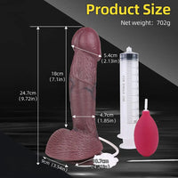 9.72in Manual Male and Female Dual Density Silicone Ejaculating Dildo