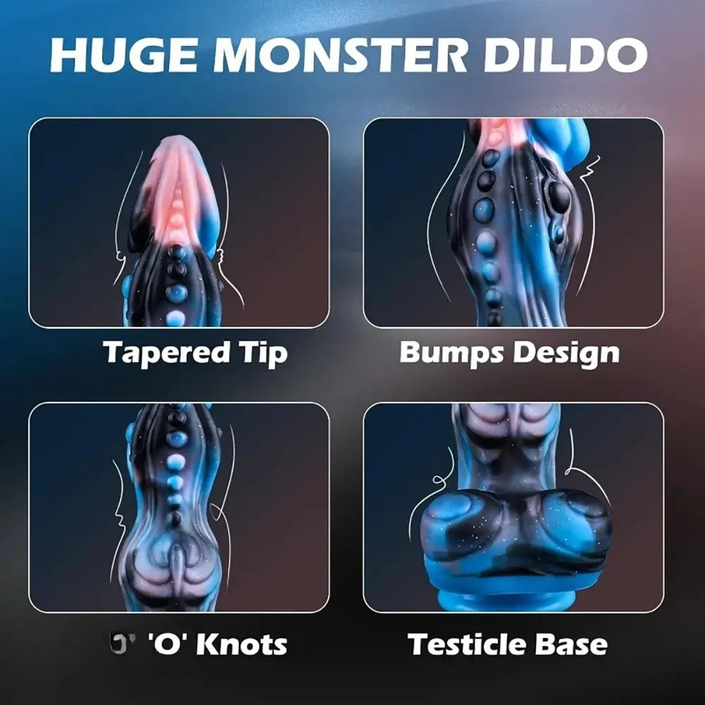 9.72in Thrusting Dragon Monster Fantasy 4IN1 Knot Dildo Vibrating Heating