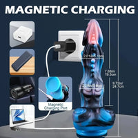 9.72in Thrusting Dragon Monster Fantasy 4IN1 Knot Dildo Vibrating Heating