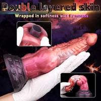 9.76in Knotted Monster Animal Double Layer Silicone Dildo For Stimulation