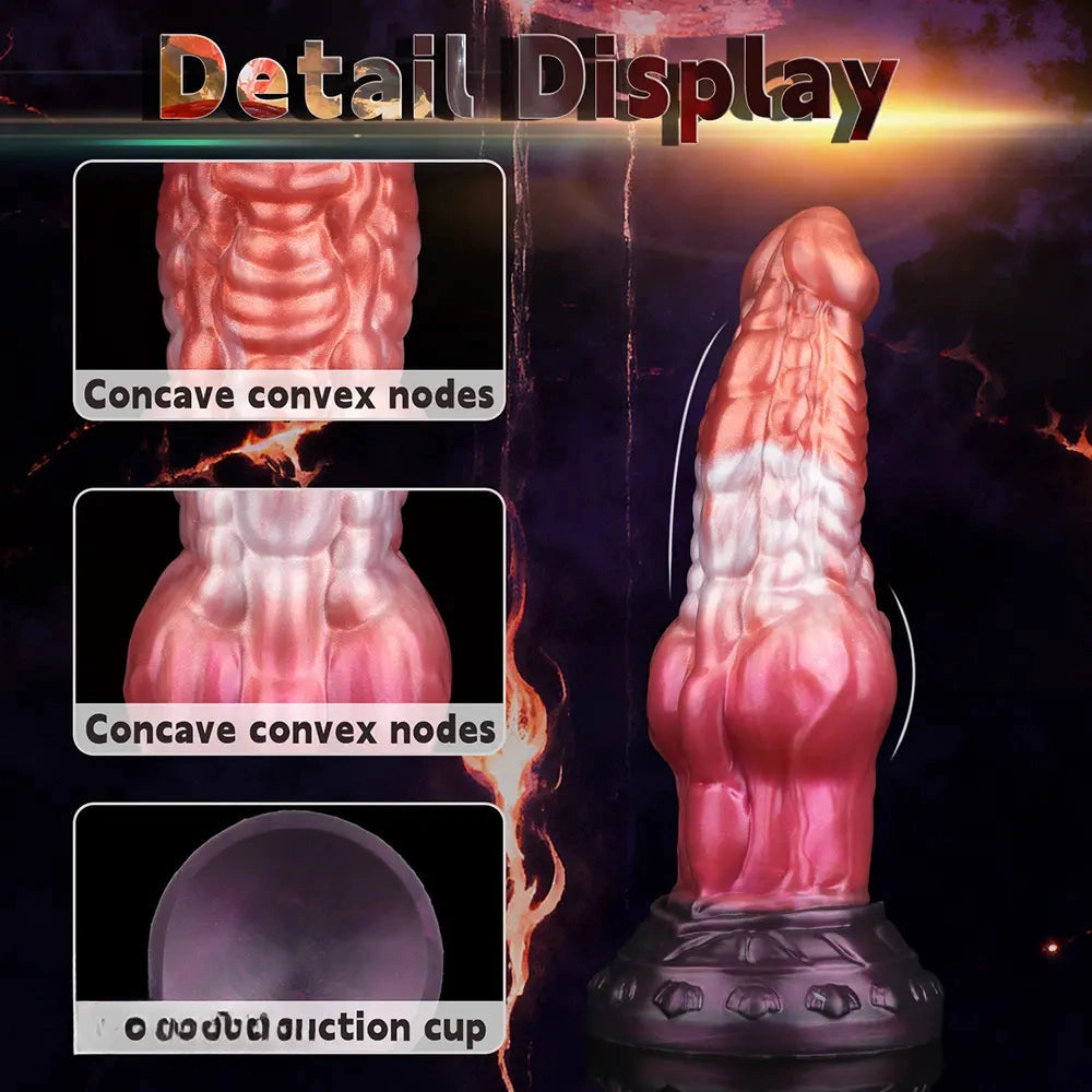 9.76in Knotted Monster Animal Double Layer Silicone Dildo For Stimulation