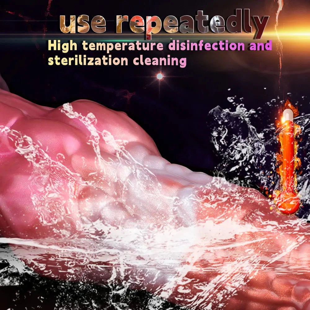 9.76in Knotted Monster Animal Double Layer Silicone Dildo For Stimulation