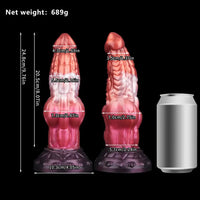 9.76in Knotted Monster Animal Double Layer Silicone Dildo For Stimulation