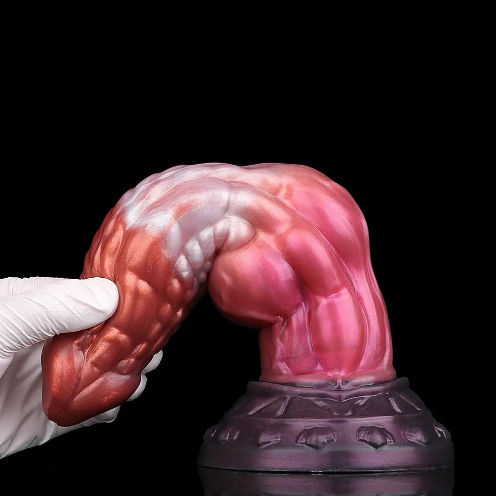 9.76in Knotted Monster Animal Double Layer Silicone Dildo For Stimulation