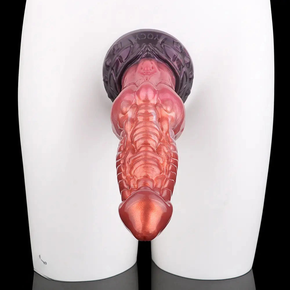 9.76in Knotted Monster Animal Double Layer Silicone Dildo For Stimulation