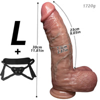 9.84in 11.02in 11.81in Strap on Soft Realistic Big Cock Dildo Easy to Clean