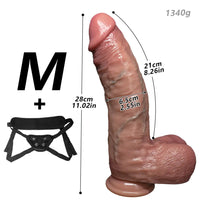 9.84in 11.02in 11.81in Strap on Soft Realistic Big Cock Dildo Easy to Clean