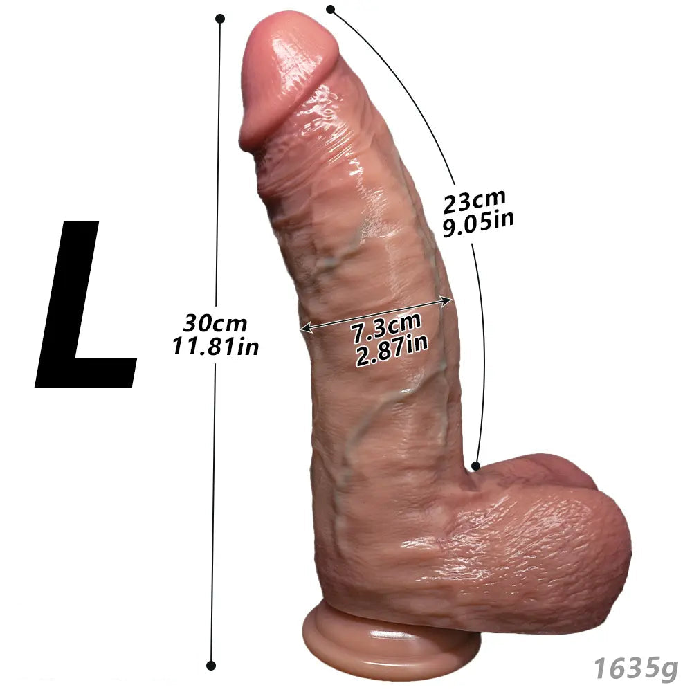 9.84in 11.02in 11.81in Strap on Soft Realistic Big Cock Dildo Easy to Clean