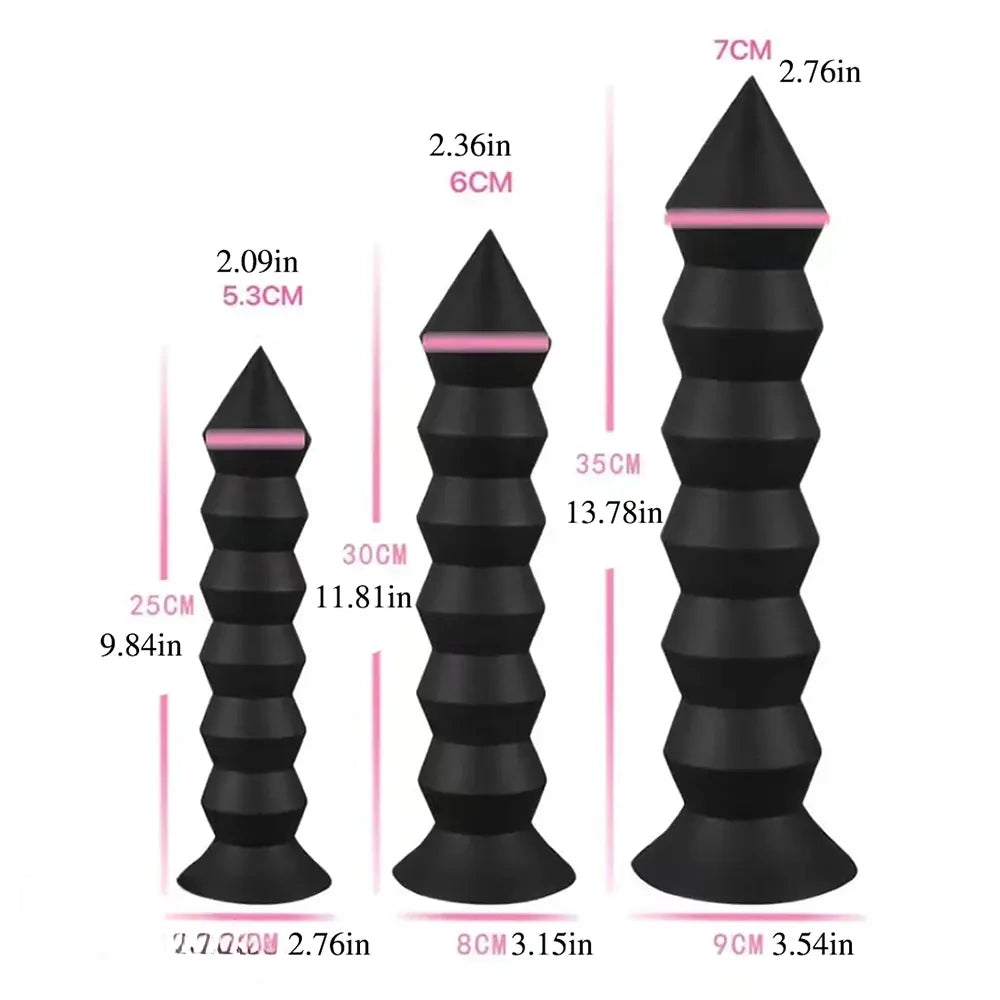 9.84in 11.81in 13.78in Thread Spire Large Soft Anal Butt Plug Dildo