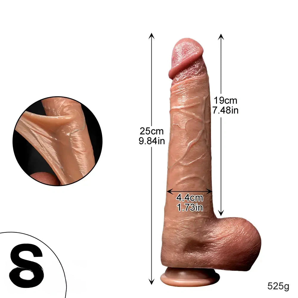 9.84in 11.81in Sliding Skin Penis Strap on Realistic Dildo For Women Men