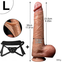9.84in 11.81in Sliding Skin Penis Strap on Realistic Dildo For Women Men