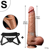 9.84in 11.81in Sliding Skin Penis Strap on Realistic Dildo For Women Men