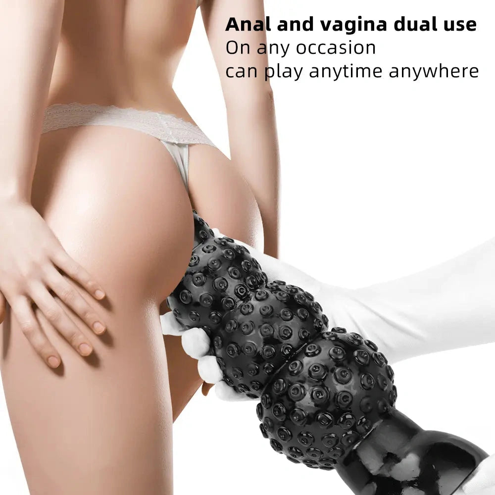 9.84in 13.38in 13.78in 15.74in Big Black Beads Butt Plug Dildo