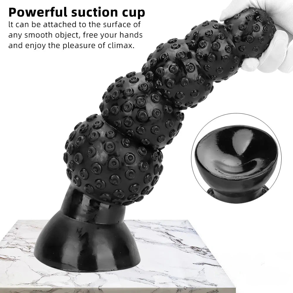9.84in 13.38in 13.78in 15.74in Big Black Beads Butt Plug Dildo