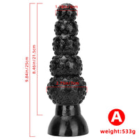 9.84in 13.38in 13.78in 15.74in Big Black Beads Butt Plug Dildo