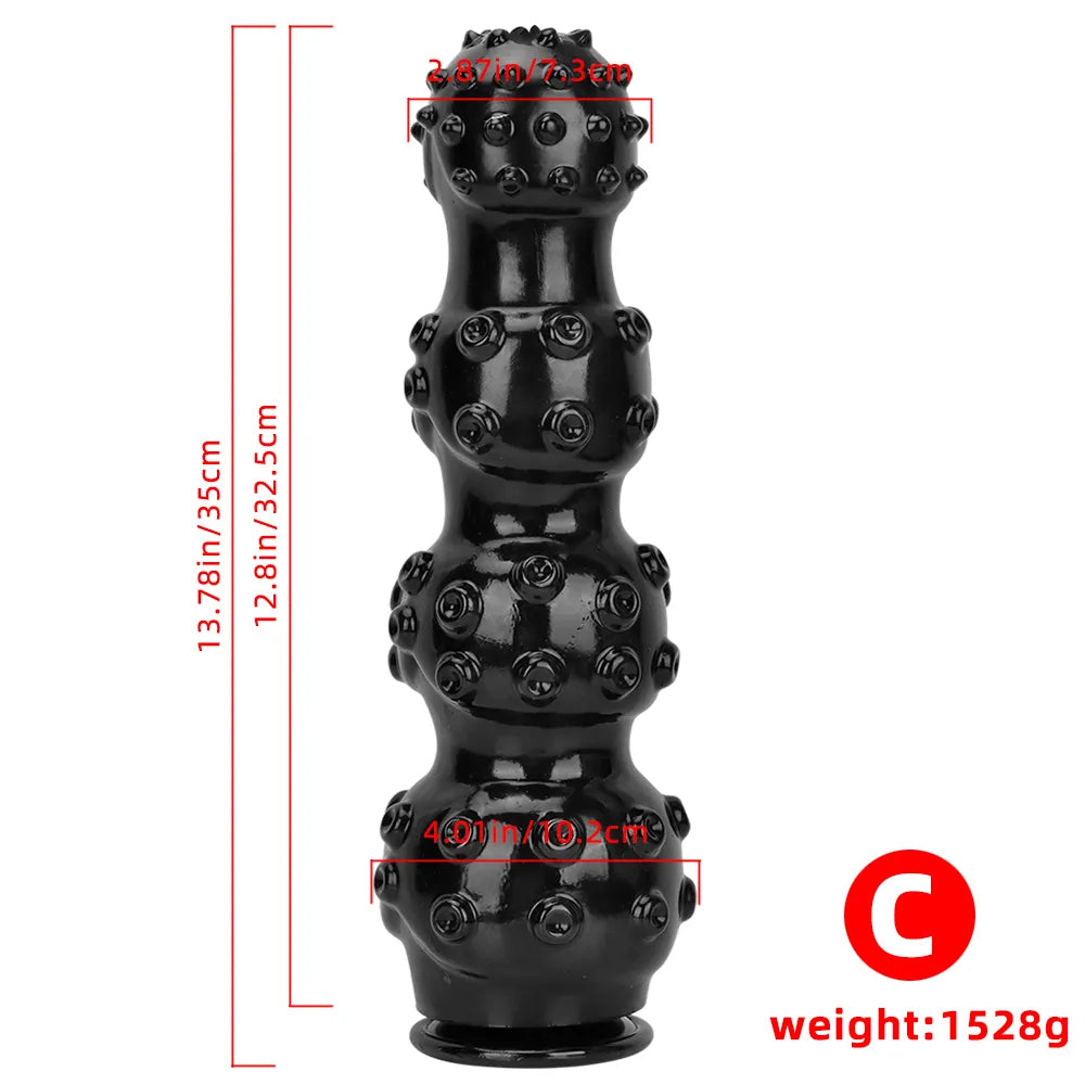 9.84in 13.38in 13.78in 15.74in Big Black Beads Butt Plug Dildo
