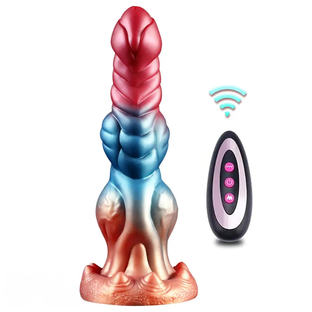 9.84in Automatic Vibrating Telescopic Heating Shock Monster Remote Dildo