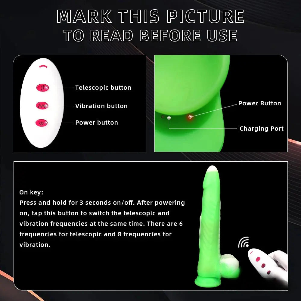 9.84in Big Smart Heating Thrusting Vibrating Remote Automatic Dildo