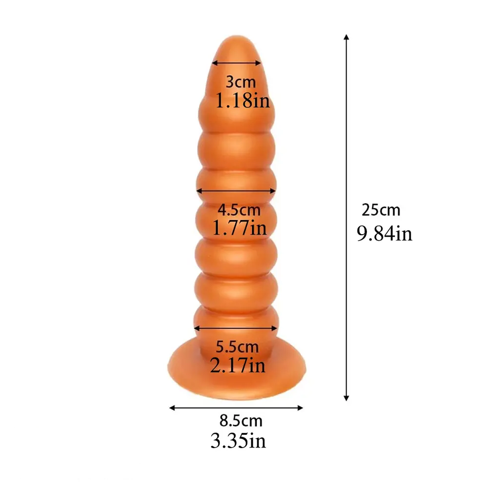 9.84in Big Threads Silicone Anal Dildo Suction Cup Soft Butt Plug
