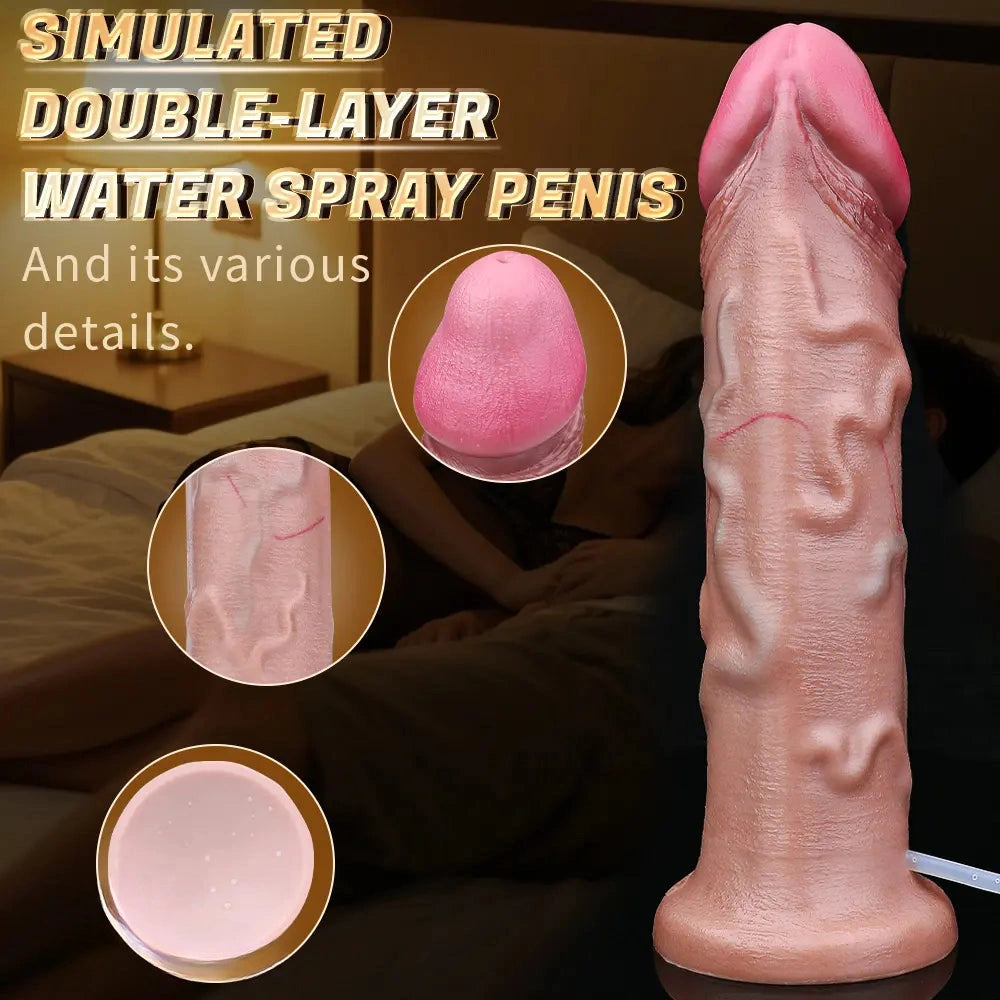 9.84in Double Density Silicone Soft Ejaculating Dildo For Clit Masturbation