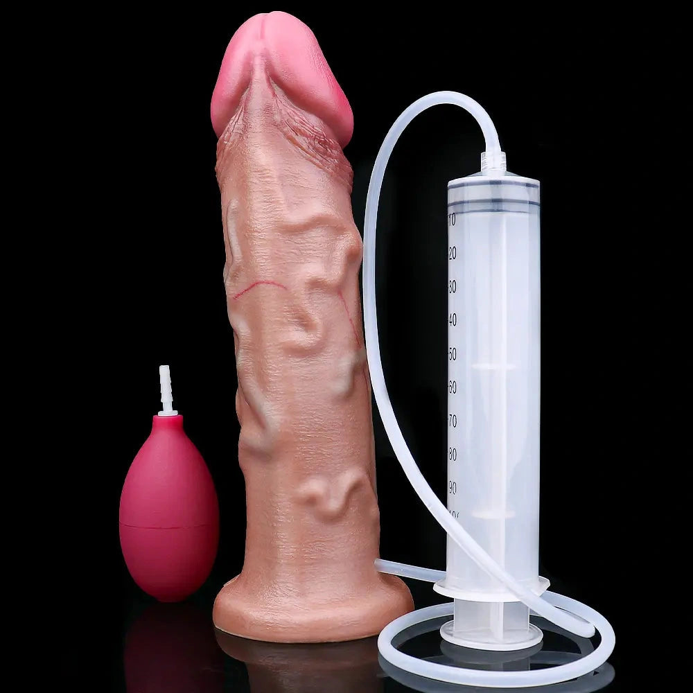 9.84in Double Density Silicone Soft Ejaculating Dildo For Clit Masturbation