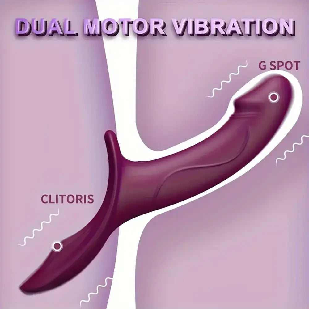 9.84in Dual motor Double-Ended G Spot Vibrator Silicone Strap on Dildo