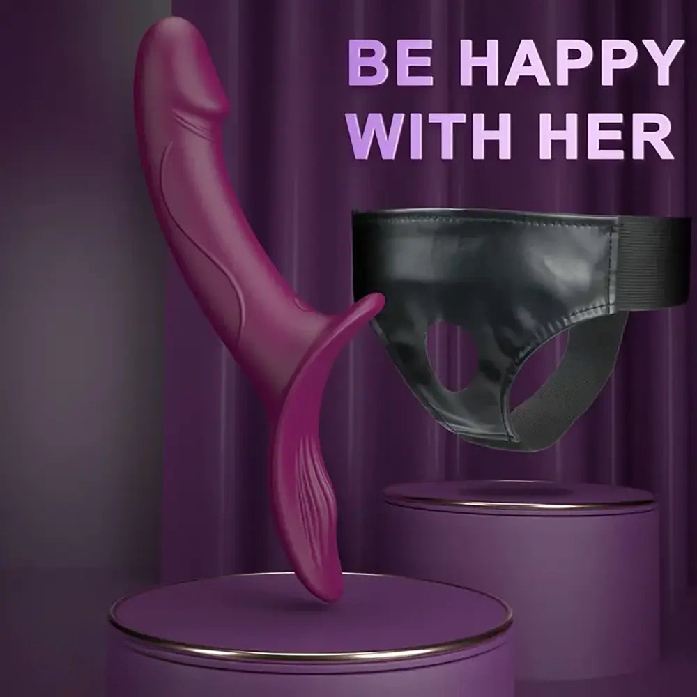 9.84in Dual motor Double-Ended G Spot Vibrator Silicone Strap on Dildo