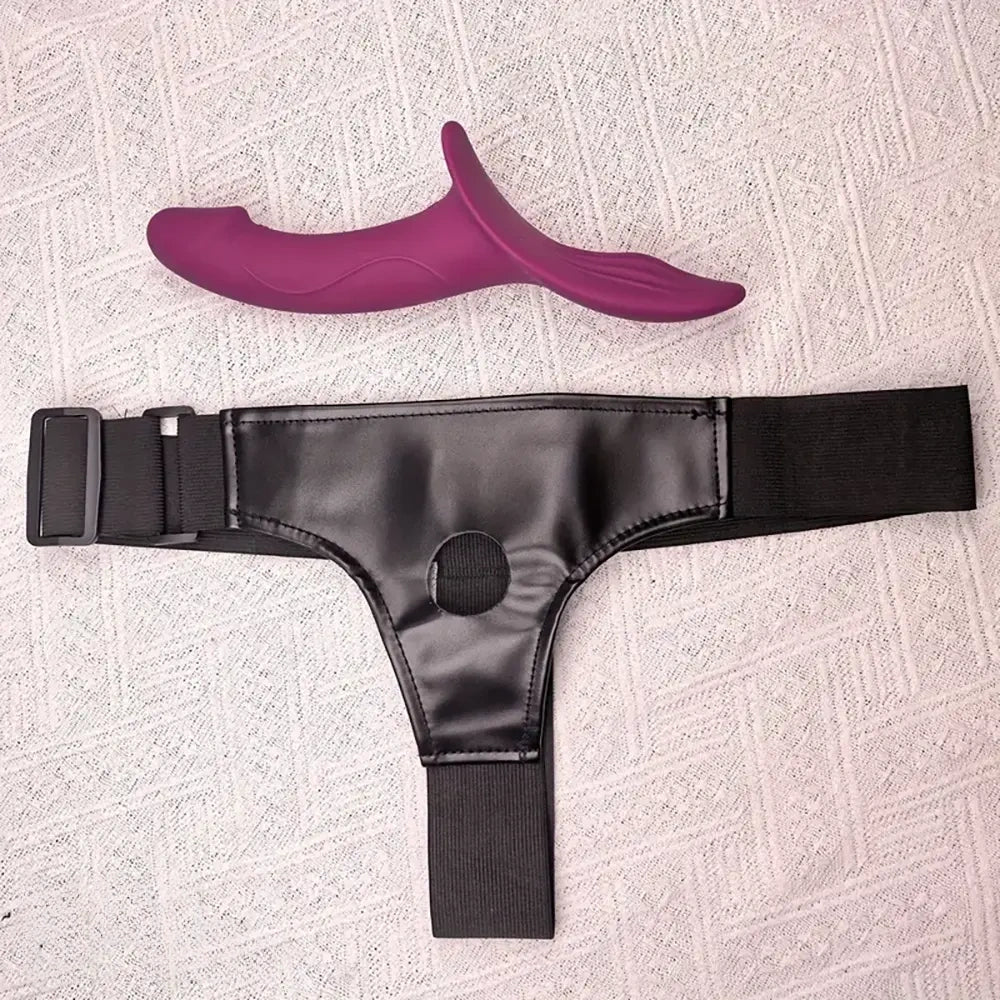 9.84in Dual motor Double-Ended G Spot Vibrator Silicone Strap on Dildo