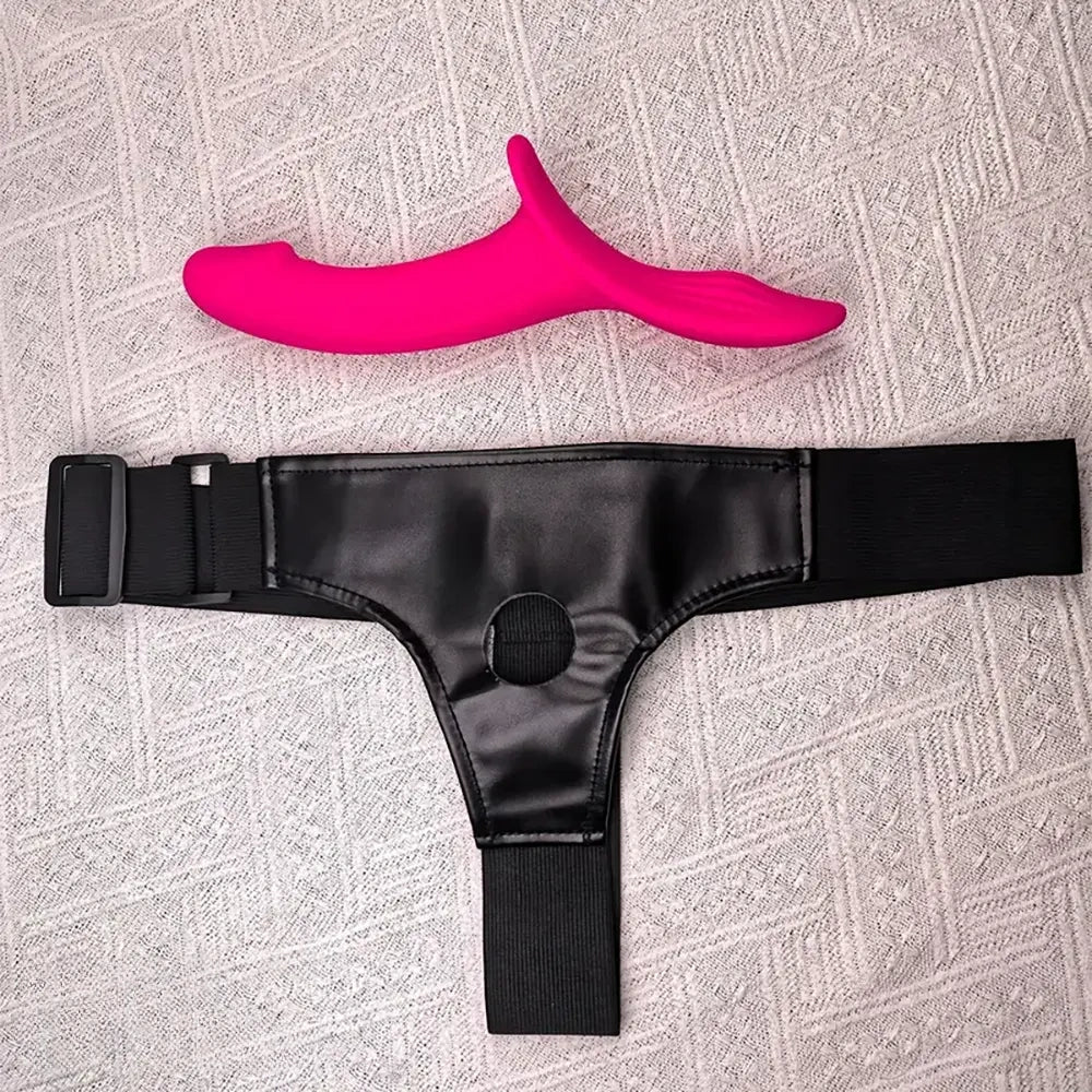 9.84in Dual motor Double-Ended G Spot Vibrator Silicone Strap on Dildo