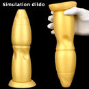 9.84in Gold Soft Liquid Big Silicone Butt Plug Dildo For Females Males