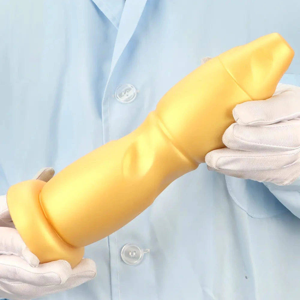 9.84in Gold Soft Liquid Big Silicone Butt Plug Dildo For Females Males