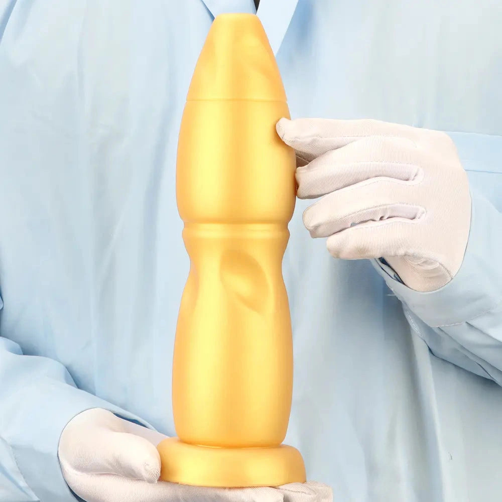 9.84in Gold Soft Liquid Big Silicone Butt Plug Dildo For Females Males