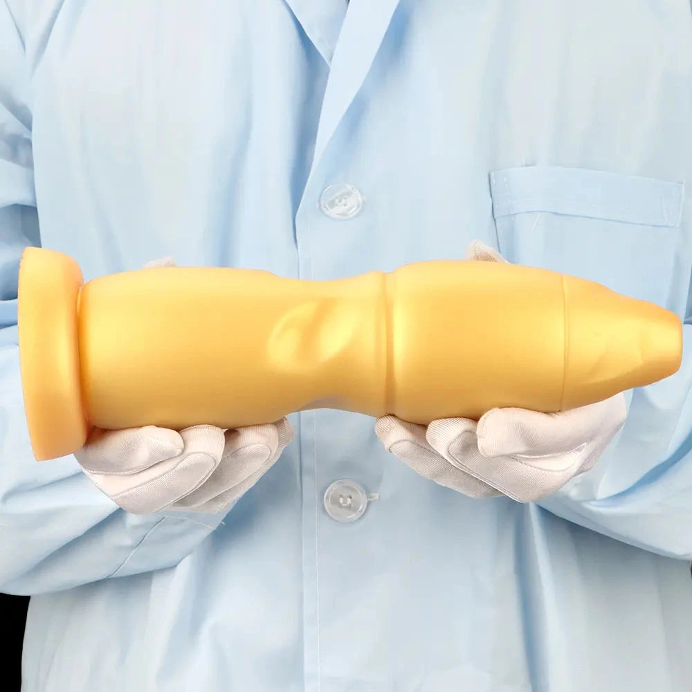 9.84in Gold Soft Liquid Big Silicone Butt Plug Dildo For Females Males