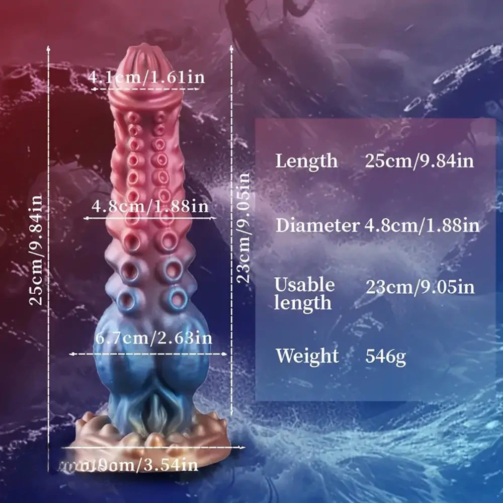 9.84in Monster Tentacle Big Soft Dildo With Knot For Anal Sex Stimulation