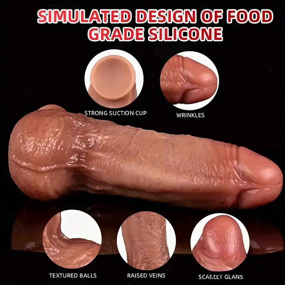 9.84in Premium Realistic Silicone Big Flexible Dildo For Hands-Free Play