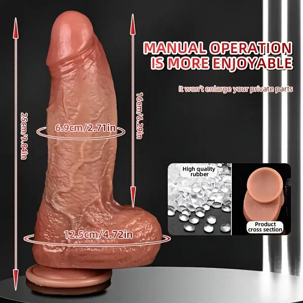 9.84in Premium Realistic Silicone Big Flexible Dildo For Hands-Free Play