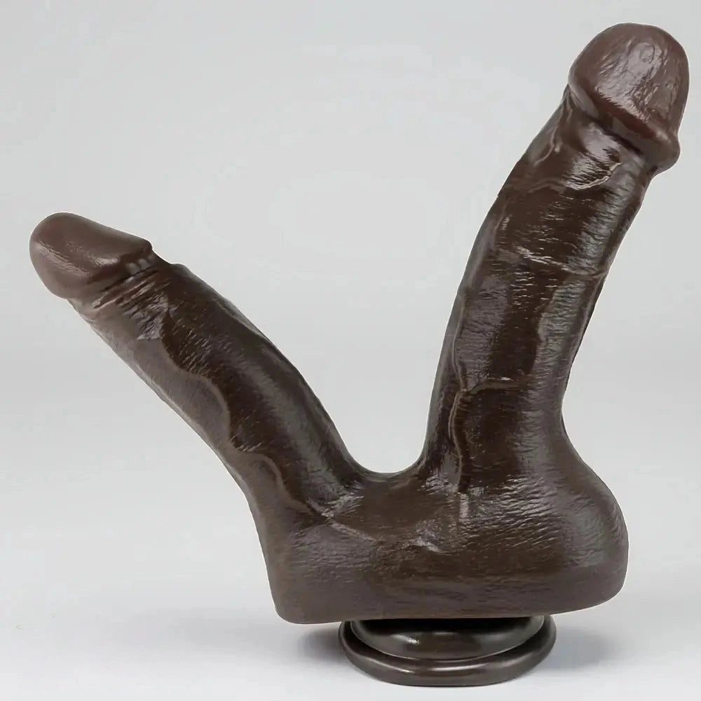 9.84in Realistic Double-Ended Liquid Silicone Flexible Ebony Large Dildo