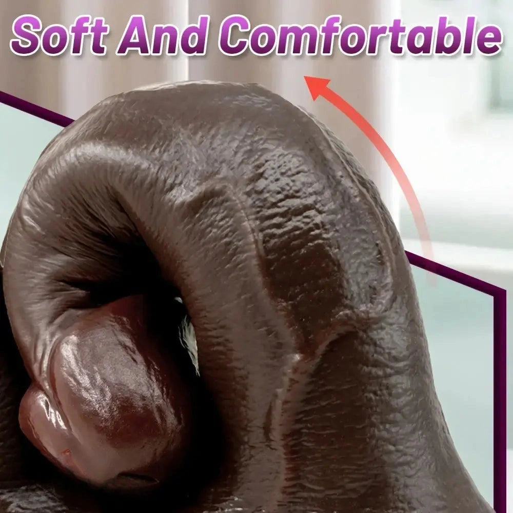 9.84in Realistic Double-Ended Liquid Silicone Flexible Ebony Large Dildo