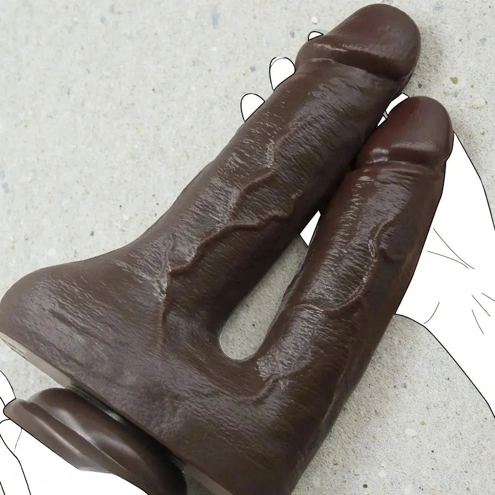 9.84in Realistic Double-Ended Liquid Silicone Flexible Ebony Large Dildo